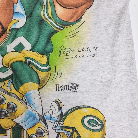 Vintage Reggie White Green Bay Packers Shirt Xplosion Caricature 1994 Size Large - Picture 6 of 14